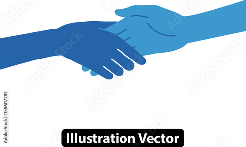 Partnership Handshake Blue Hands Vector Graphic Symbolizing Collaboration and Agreement in a Modern Design