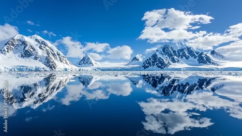 Wallpaper Mural Ice-capped mountains reflected in a calm, clear water. Torontodigital.ca