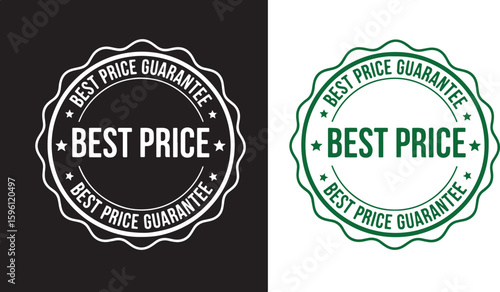 Best Price Guarantee Seal stamp badge, best price, guarantee, seal, stamp, badge, circle, text, lettering, typography, white, green, black, white on black, green on white, graphic, design, commercial,