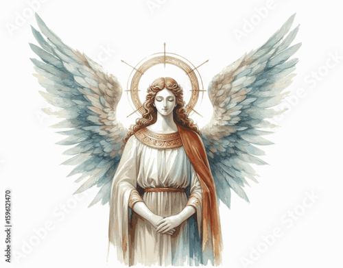 Washed Wings: Angel isolated watercolor vector illustration svg