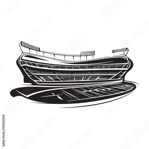 Vector illustration of a magnificent sports stadium with modern architecture, showing the atmosphere ready for a big match isolated on a white background