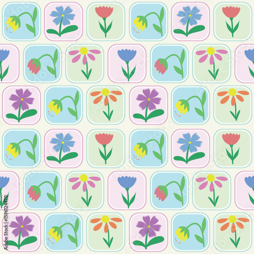 Pastel Floral Doodle Seamless Pattern – Cute Colorful Flowers