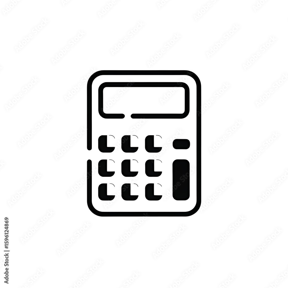 Minimalistic Calculator Icon – Clean Black Line on White Background Minimalistic Calculator Icon – Clean Black Line on White Background