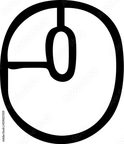 Simple Black Outline Computer Mouse Illustration.