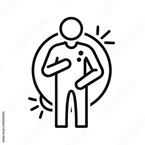Person with radiating pain icon isolated on white background