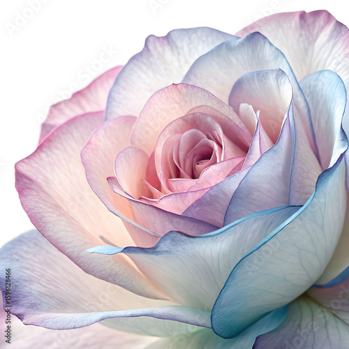 A delicate abstract depiction of a flower in soft pastel tones, blending gentle pinks, purples, and creams.