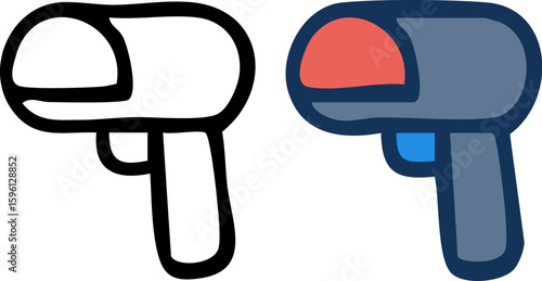 Stylized Cartoon Illustration of a Handheld Scanner.