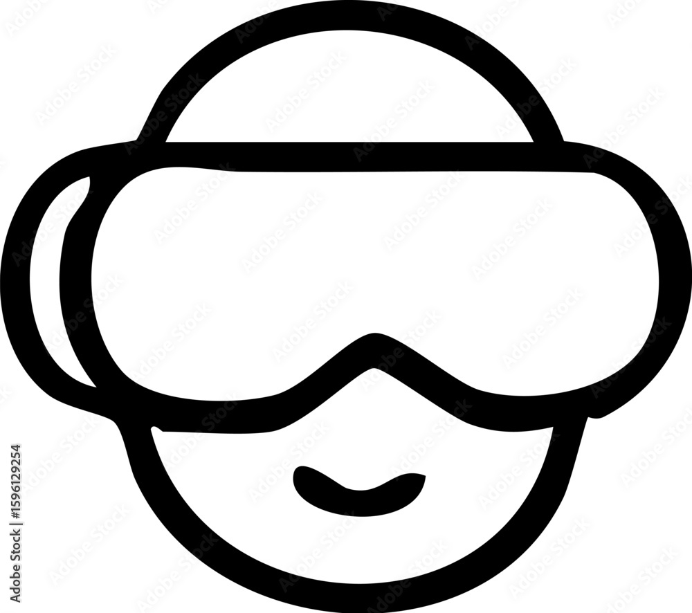 Stylized Icon of a Person Wearing Virtual Reality Goggles. Stylized Icon of a Person Wearing Virtual Reality Goggles.