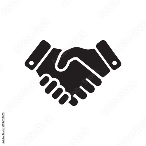 Isolated of black business handshake icon on white background for partnership deal agreement by illustration vector EPS file concept.