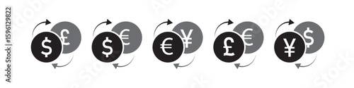 Isolate of currency exchange or forex including dollar euro yen yuan pound sterling icon for business investment by EPS file illustration vector concept.