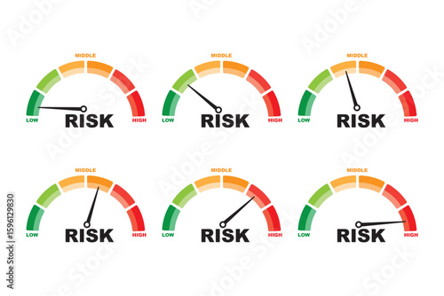 Isolate of risk icon set since low to high on white background for business risk assessment and evaluation concept by EPS file illustration vector.