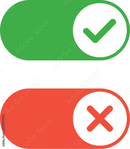 Green and Red Toggle Switch Icons with Check and Cross Marks