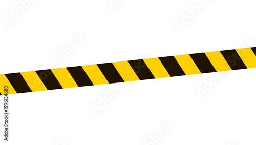 Diagonal caution tape stretches across a blank white background, creating isolation and warning.