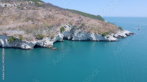 Aerial View of Gargano Coast between Mattinata and Vieste