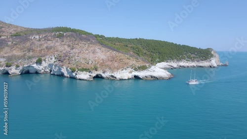 Aerial View of Gargano Coast between Mattinata and Vieste