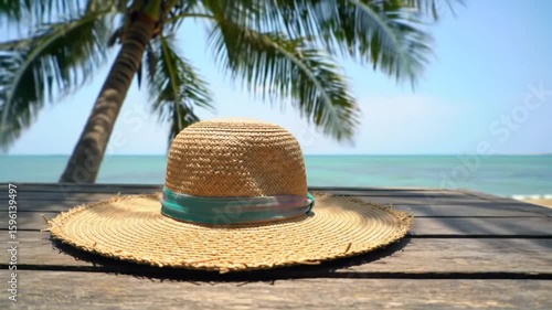 straw hat on the beach