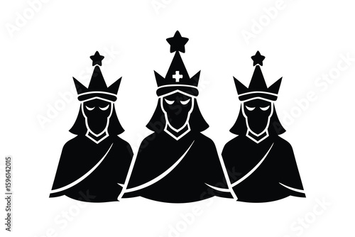 Three Wise Men Icon Black Silhouette Illustration