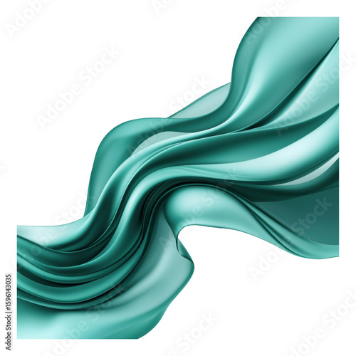 Elegant teal silk fabric flowing gracefully