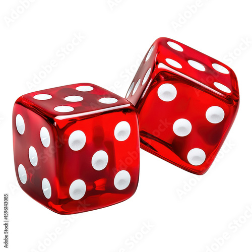 Close-up of red dice with white dots on a black background