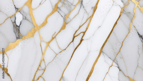 Wallpaper Mural White Polished Marble with Golden Veins Texture white marble Torontodigital.ca