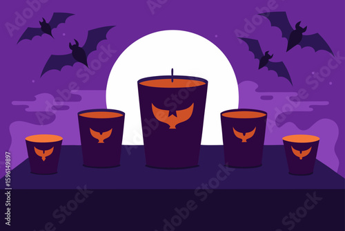 Ghostly Figure Creepy Cup Halloween Vector Illustration