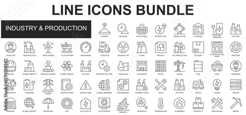 Industry and Production Icons Bundle vector collection