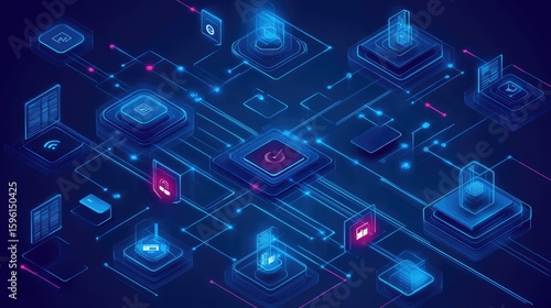 Identity and access management (IAM) architecture showing user authentication flows, role policies, and multi-factor checkpoints in secure system visual 