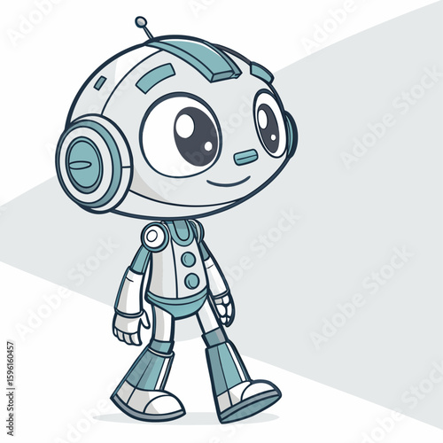 Smiling robot 3D cartoon character illustration with a futuristic design