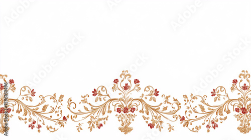 A decorative gold and red border with a simple white background, ideal for elegant frame design and invitations.

