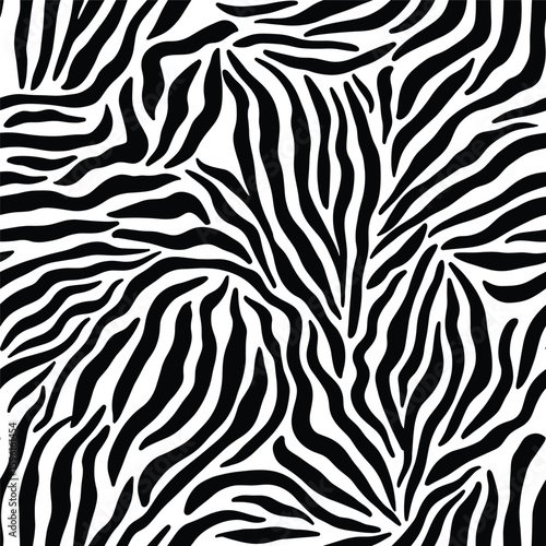 Abstract Zebra Stripes Seamless Pattern - Black and White Wild Animal Print