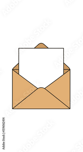 Open envelope with blank white paper message for correspondence and communication business communications delivery services mail sending information exchange and document delivery