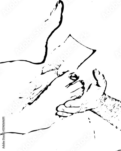 Masseur massaging woman feet