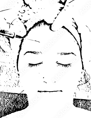 Woman getting botox injection to forehead
