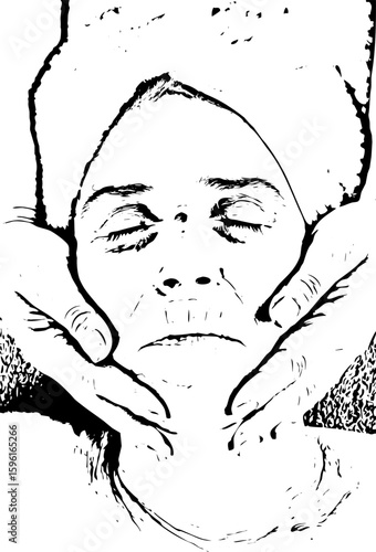 Senior woman receiving a facial massage