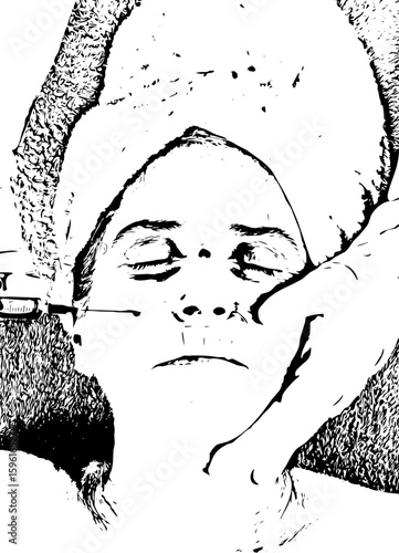 Senior botox injection in cheek