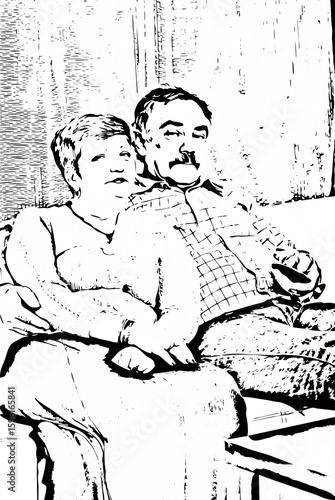 Middleaged couple watching tv home