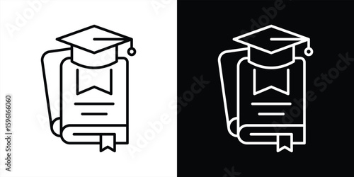 the scholar badge icon. contain knowledge, growth, graduation in a digitally enlightened era thin line style icon symbol sign for your app web. vector illustration