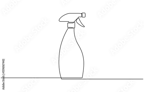spray bottle one line continuous drawing, Spray bottle outline drawing illustration. one continuous line drawing of Spray cleaner bottle.