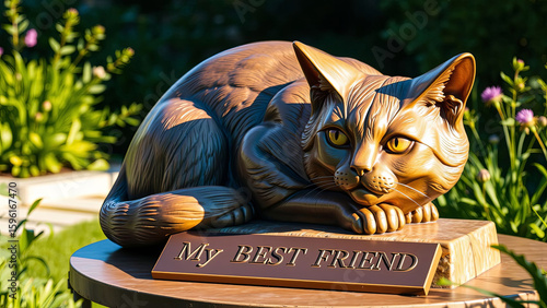 An illustration of a tender-hearted monument to a cat.