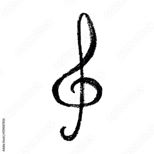 Treble clef doodle. Hand drawn musical symbol. Single element for print, web, design, decor, logo