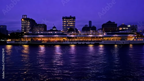 Wallpaper Mural Beautiful Night View of a River Embankment with Illuminated Residential Towers
 Torontodigital.ca