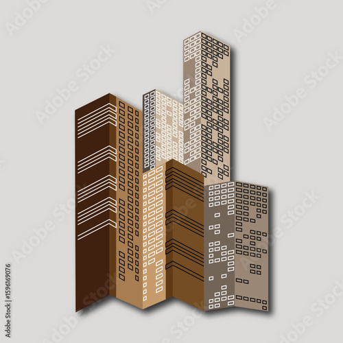 Modern office building 3D structure illustration
