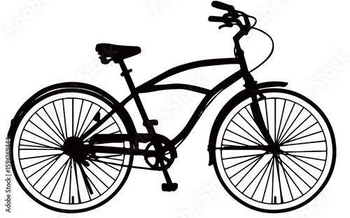 Vintage Cruiser Bicycle Silhouette with Swept-Back Handlebars