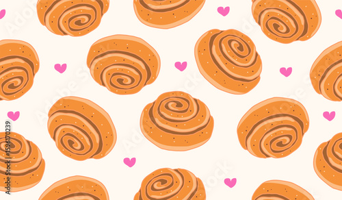Cute cinnamon rolls pattern background vector design