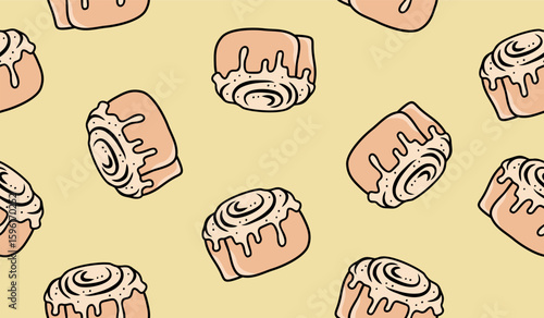 Cute cinnamon rolls pattern background vector design