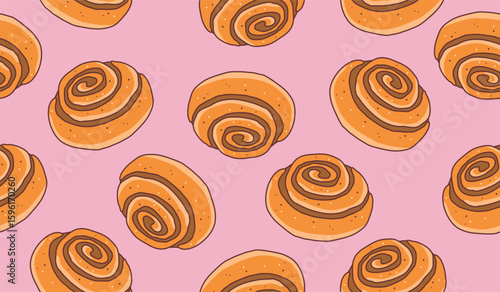 Cute cinnamon rolls pattern background vector design
