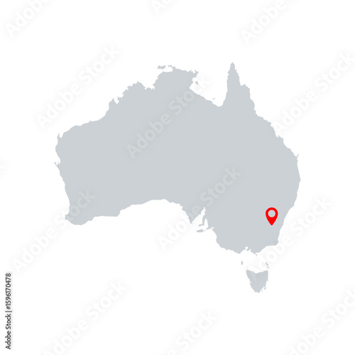 Australia map vector illustration. Equipped with a sign of the country's capital city