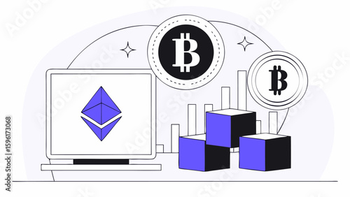 Bitcoin Vector Illustration with Digital Currency Elements
Cryptocurrency Concept with Bitcoin Symbol in Flat Vector Style