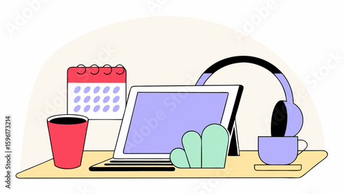 Vector Illustration of Tools Arranged on a Work Table
Set of Hand Tools on Workshop Table in Flat Vector Style