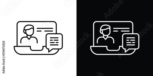digital dialogue in motion icon. contain real time learning, virtual classroom, interactive presentation thin line style icon symbol sign for your app web. vector illustration